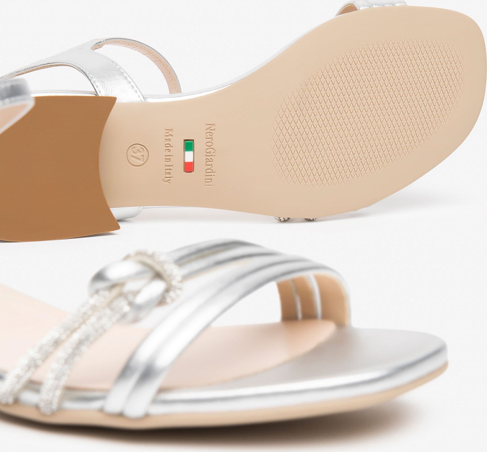 Nero Giardini sandali donna in pelle argento con nodo E615731D700 - 4