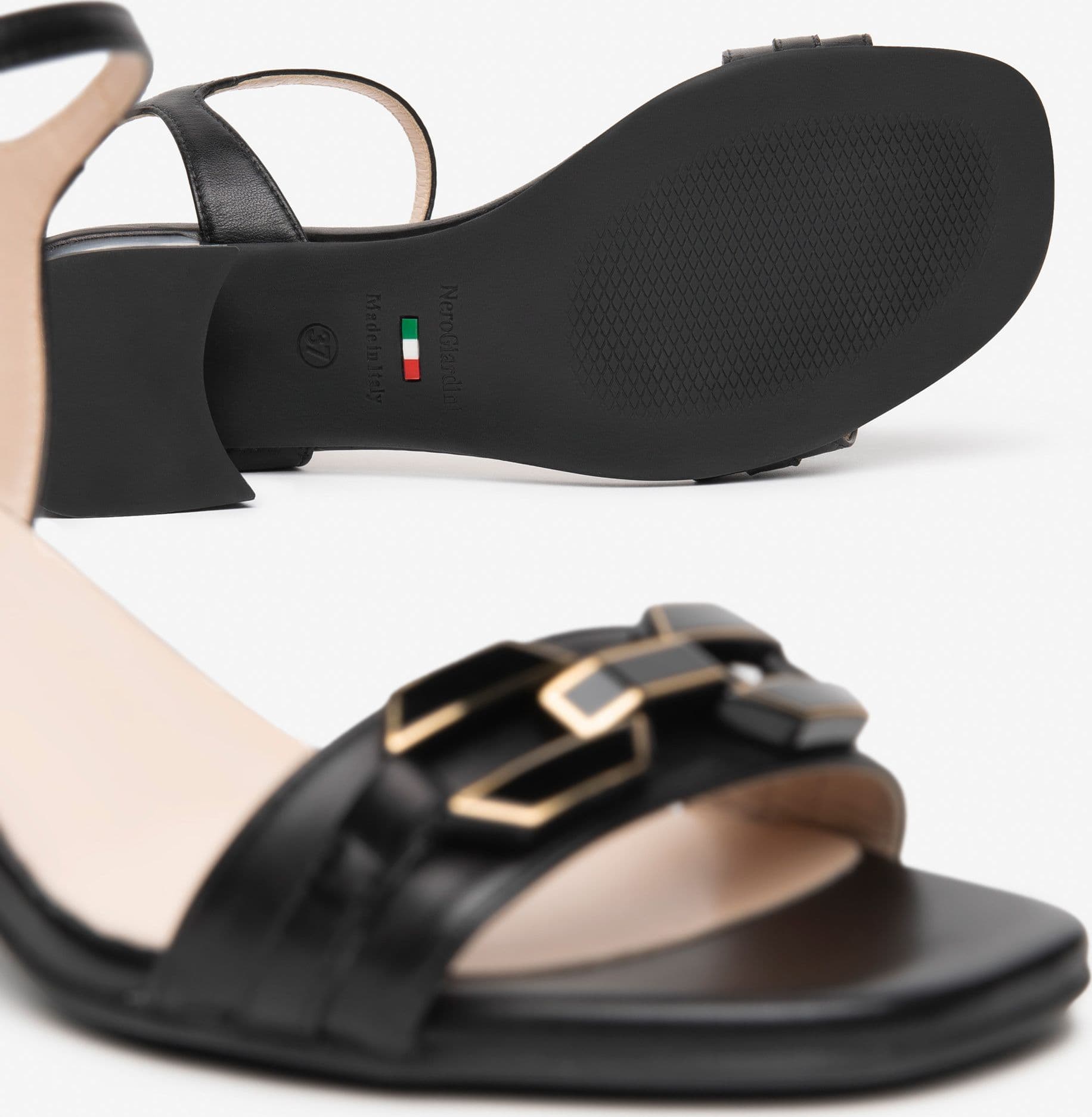 Nero Giardini sandali donna in pelle nero con accessorio E615722D100 - 4