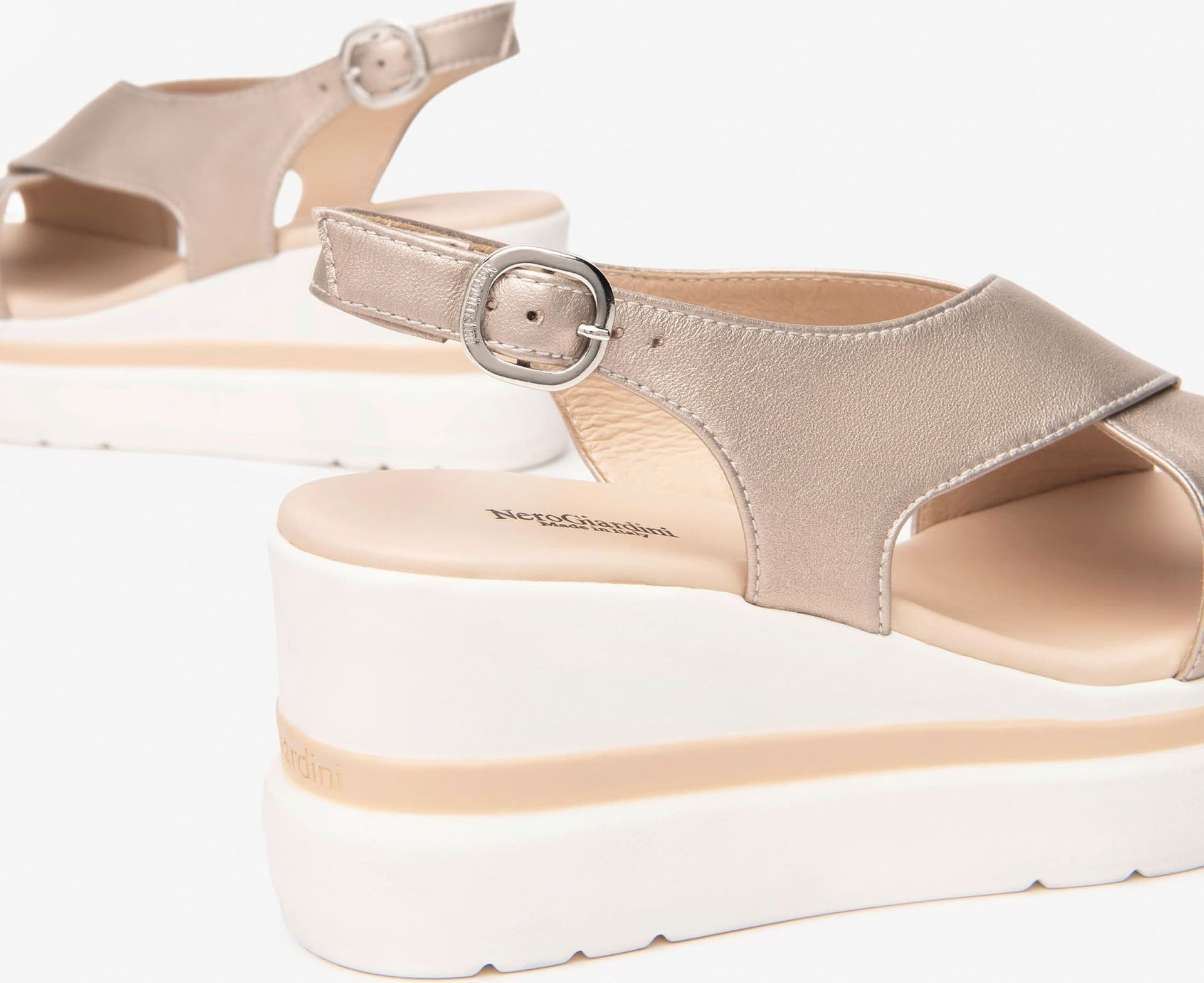 Nero Giardini sandali donna in pelle saturn con zeppa E513516D675 - 4
