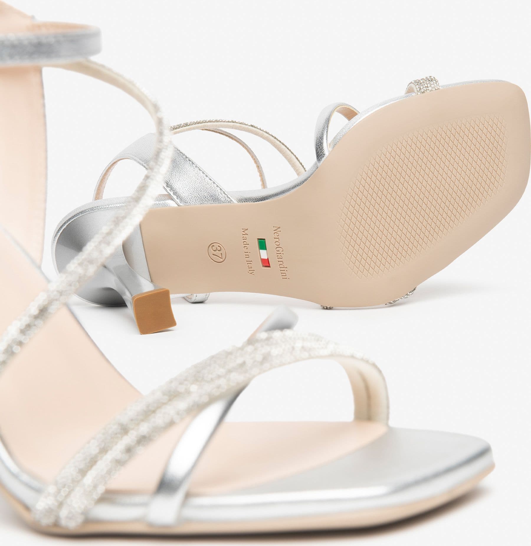 Nero Giardini sandali donna in pelle laminato argento E615673DE700 - 4