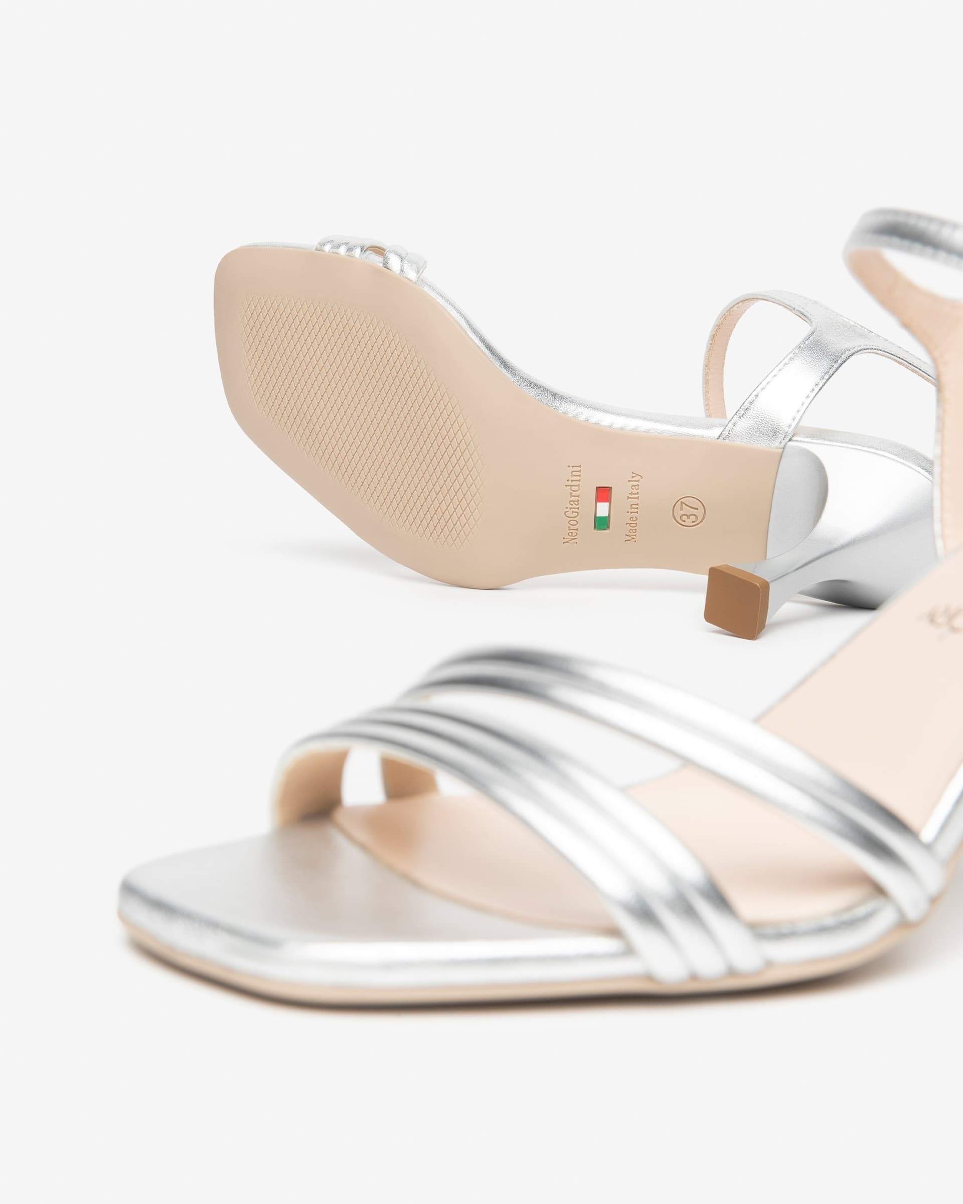 Nero Giardini sandali donna in pelle nettuno argento E615683DE700 - 4