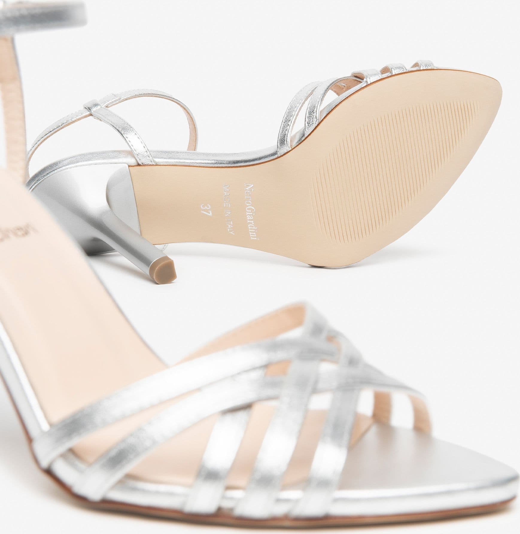 Nero Giardini sandali donna in pelle laminato argento E615652DE700 - 4