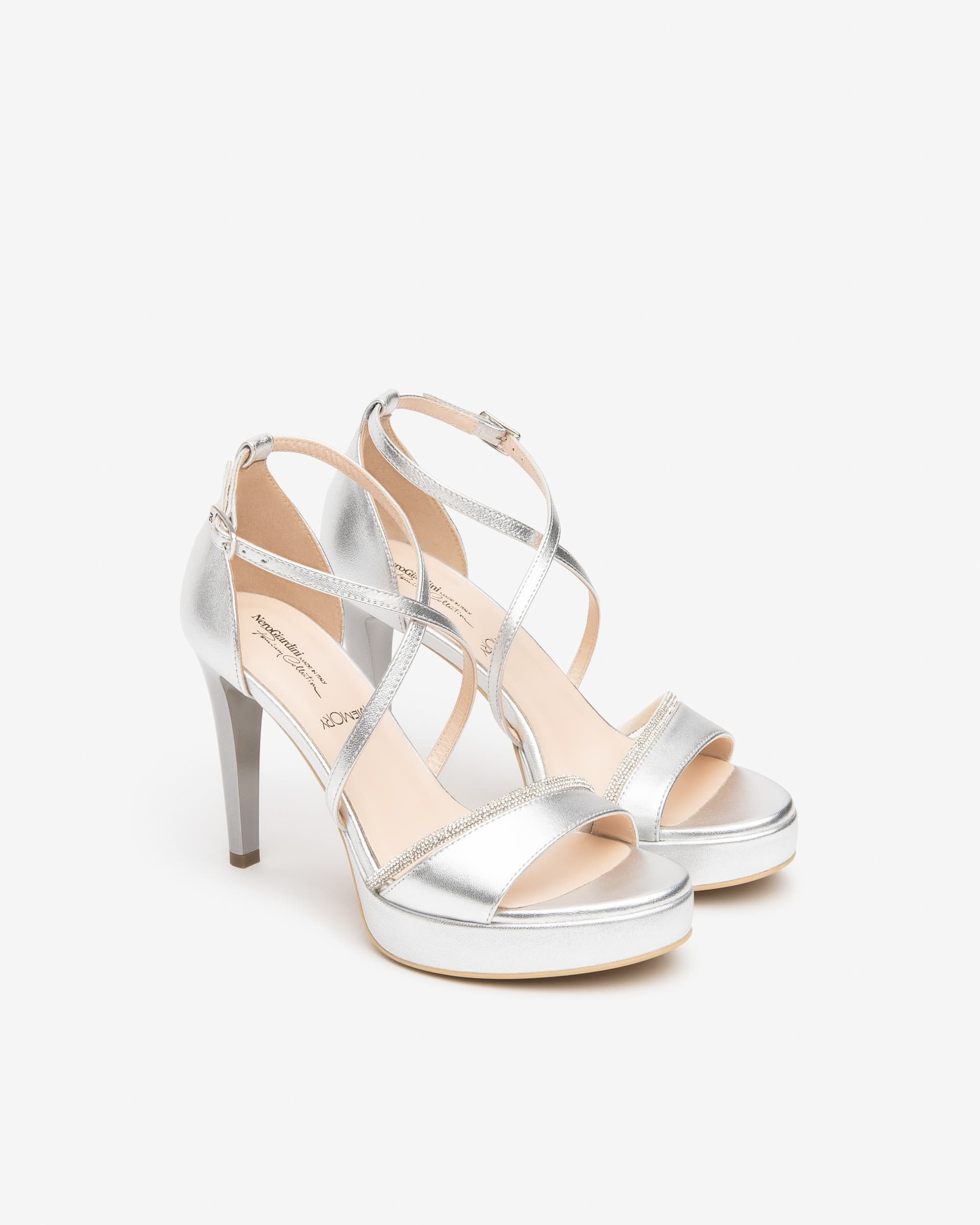 Nero Giardini sandali donna in pelle col. argento E615601DE700 - 2
