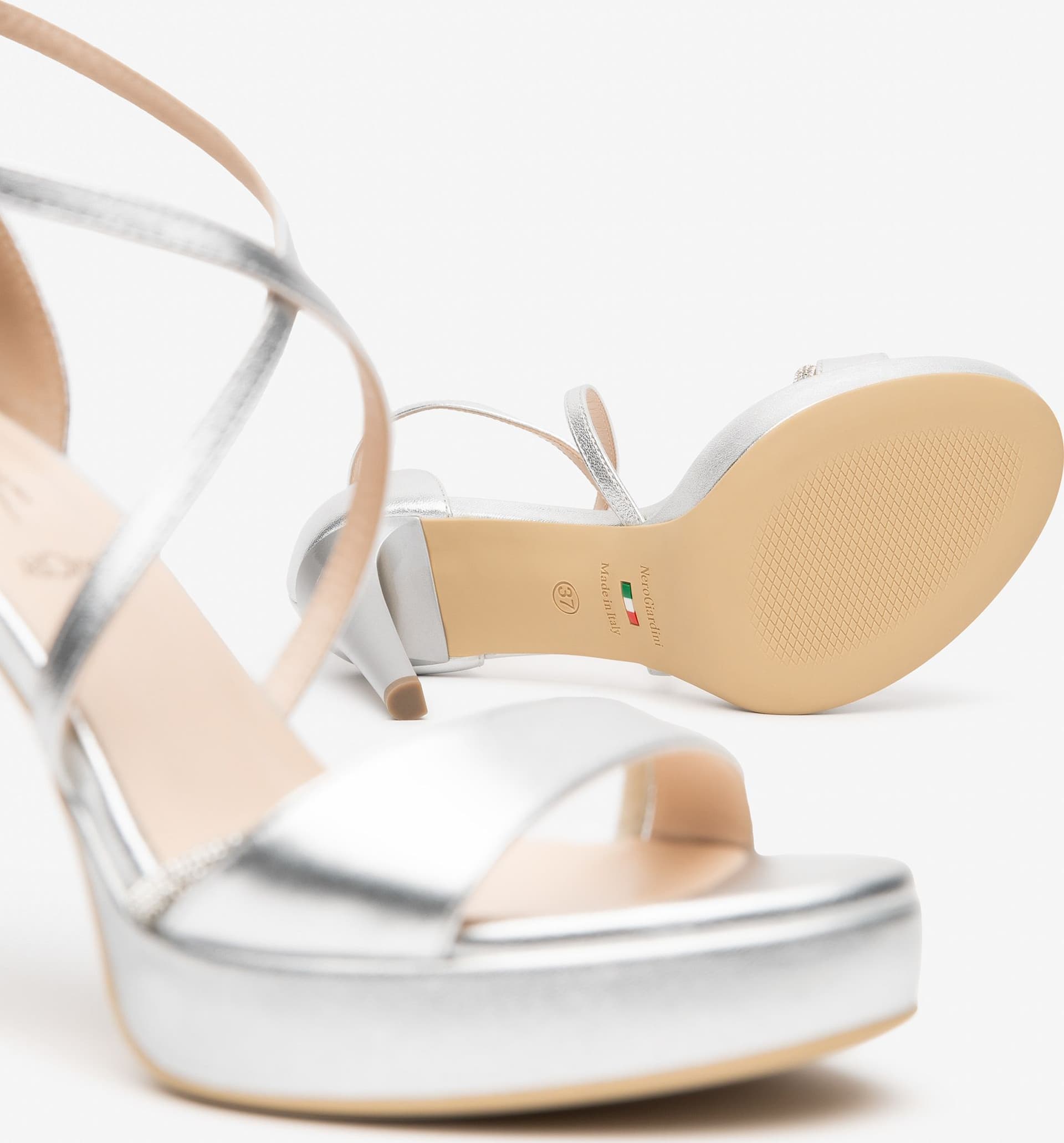Nero Giardini sandali donna in pelle col. argento E615601DE700 - 4