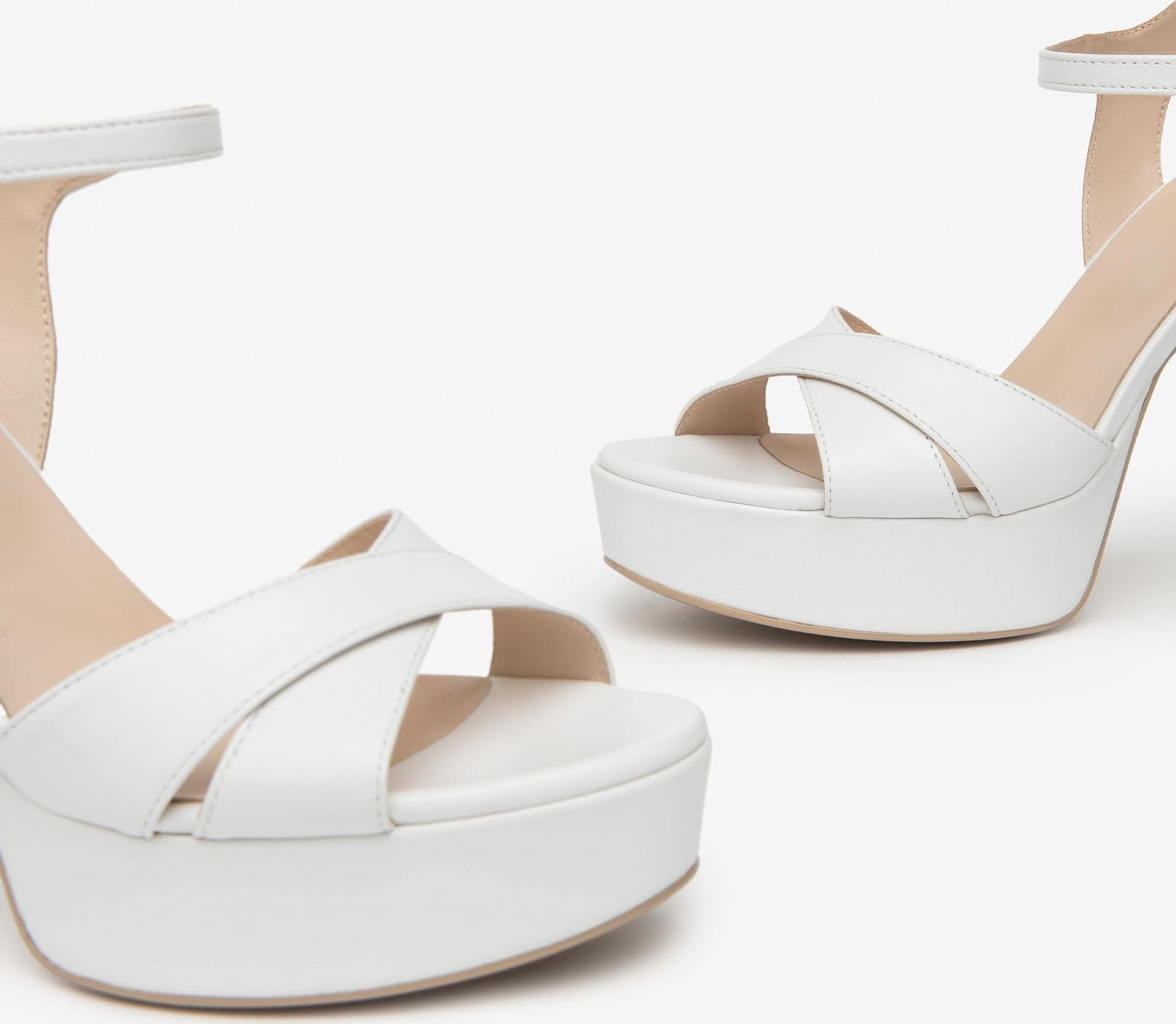 Nero Giardini sandali donna in pelle bianco con plateau E410211D707 - 3