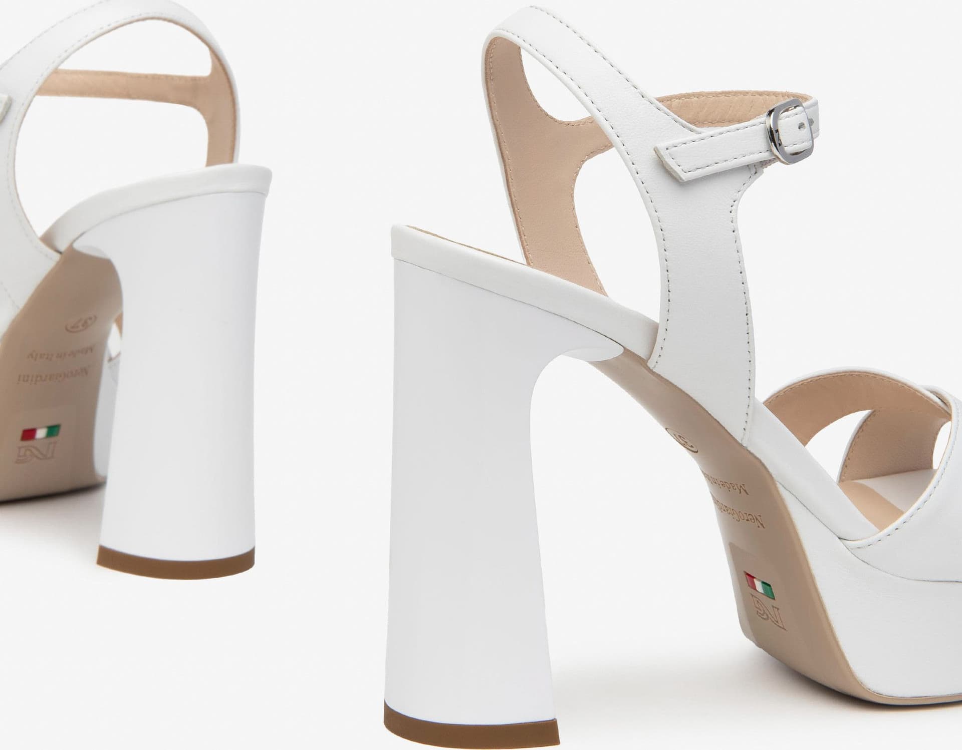 Nero Giardini sandali donna in pelle bianco con plateau E410211D707 - 4
