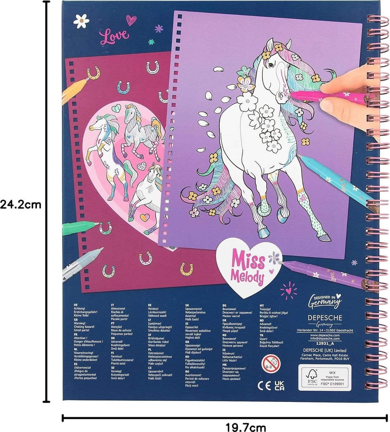 Depesche - Libro da Colorare Glitter Horses 12931 - 5