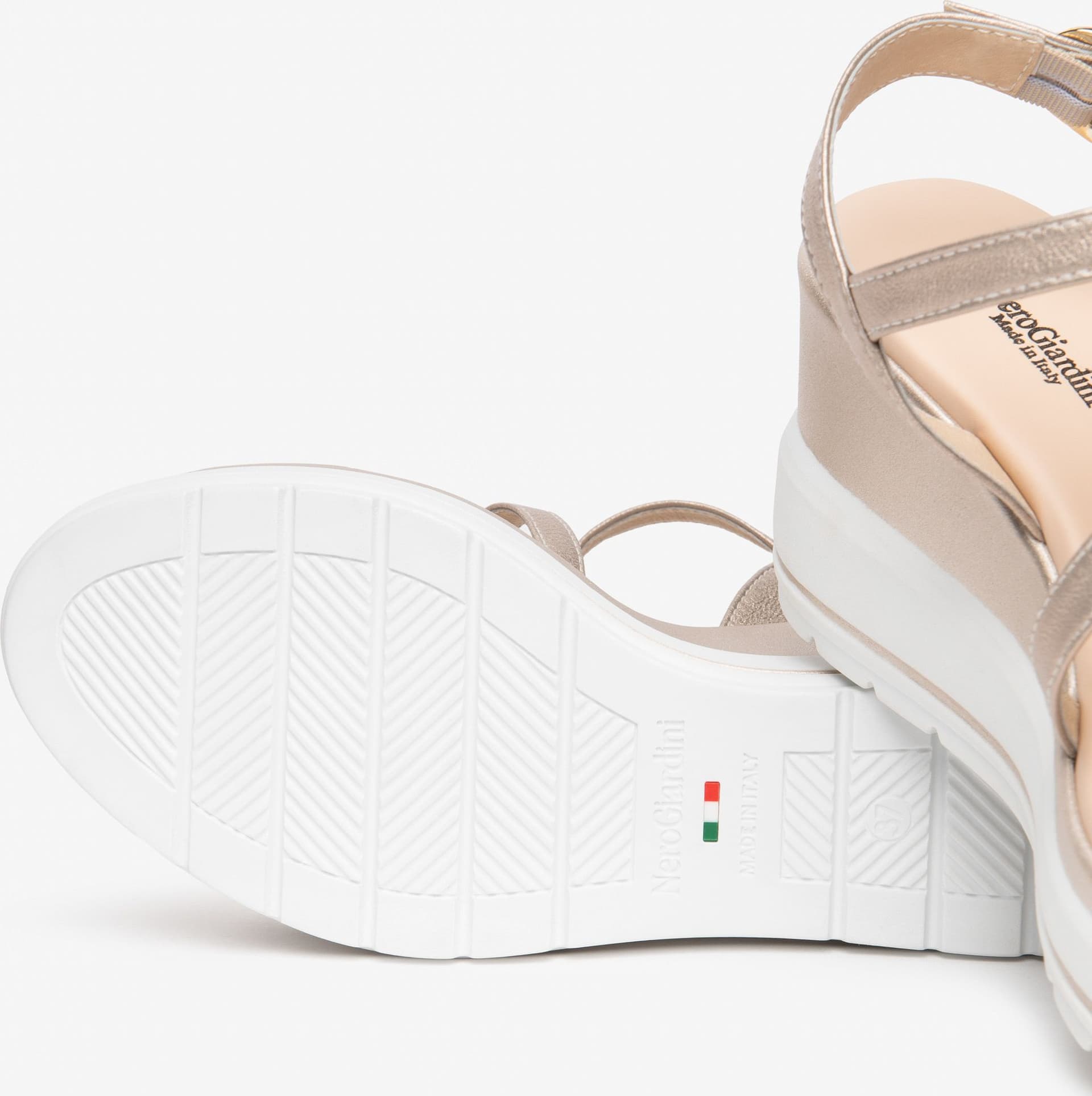 Nero Giardini sandali donna in pelle bianco sand E615962D707 - 4