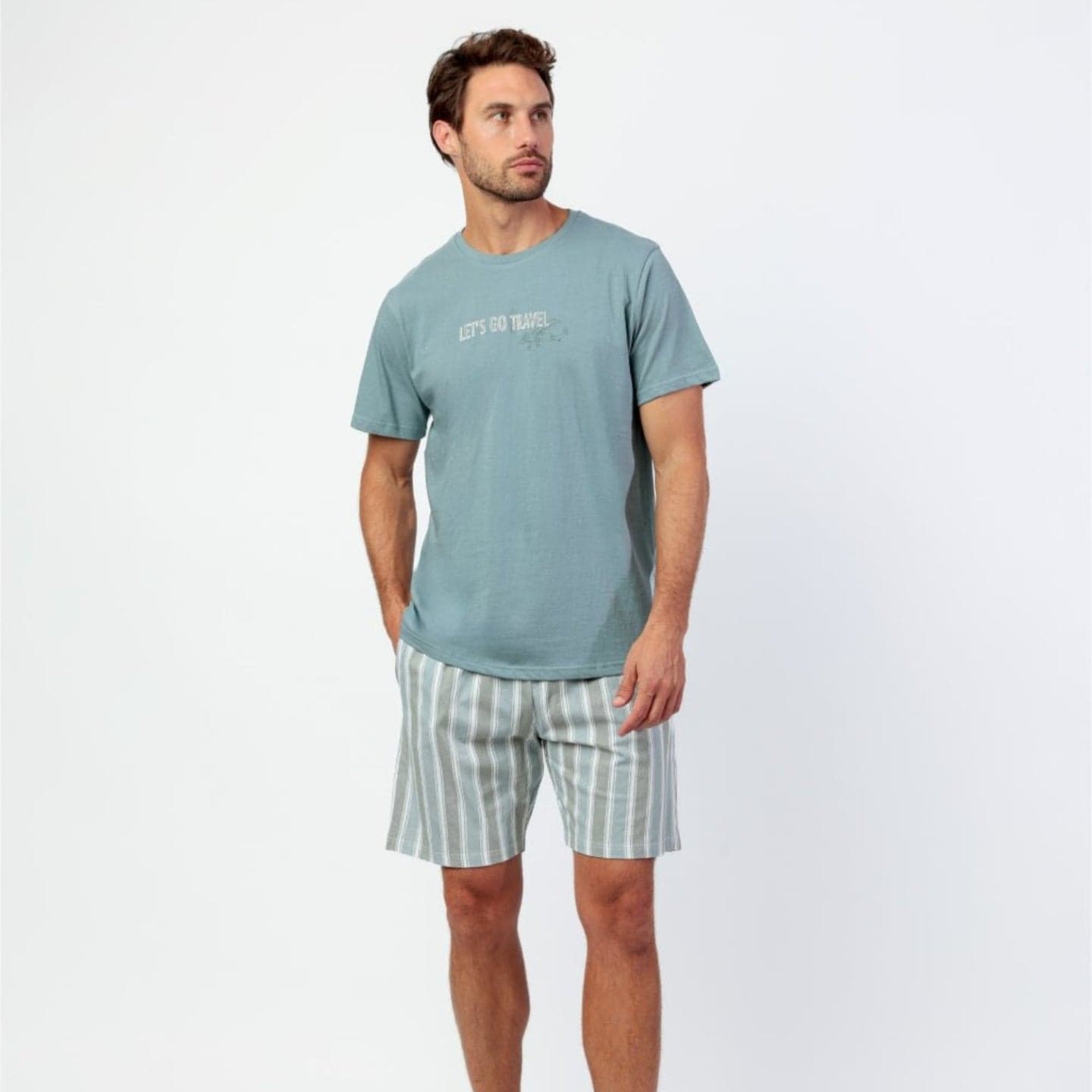 Pigiama Uomo Admas 64775 Stay At Home Let’s Go Travel Primavera/Estate in Cotone - 5
