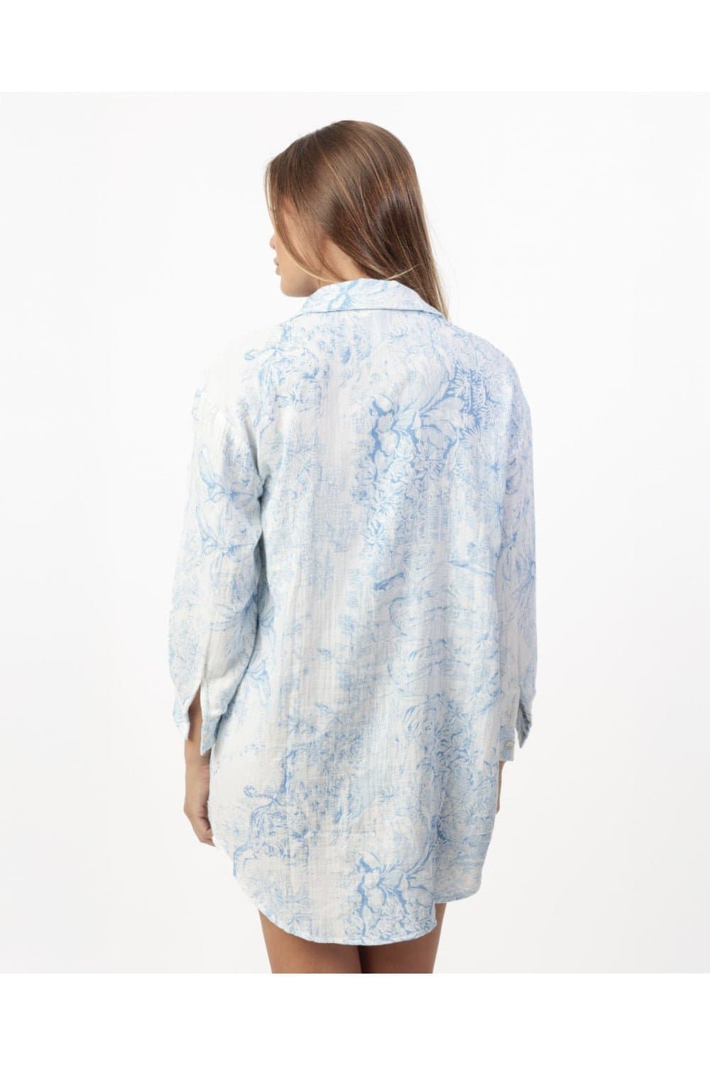 Camicia Donna Admas 19982 Abito Camicia Orientale Maniche Lunghe Blu - 3