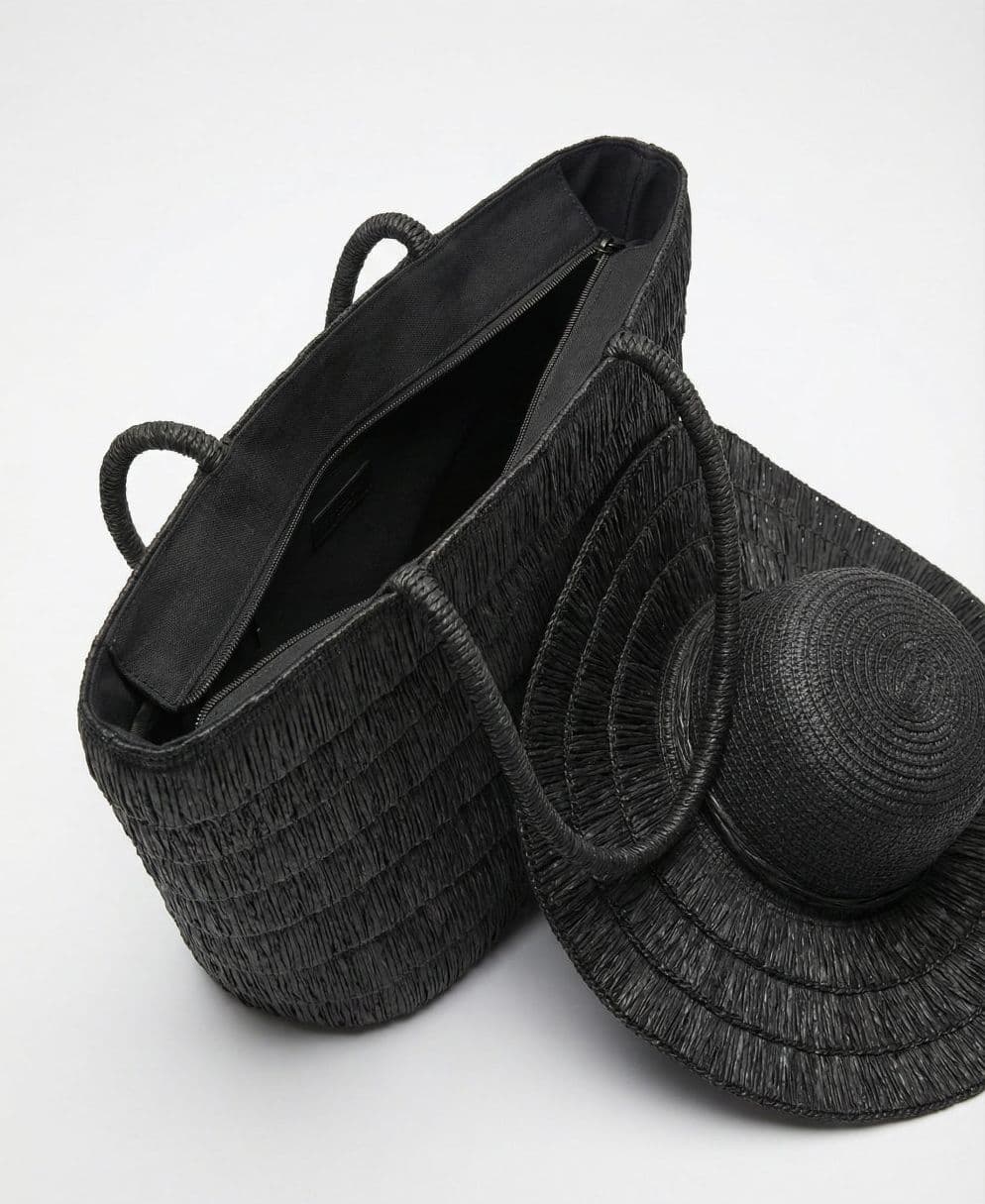 Set Borsa Mare Admas 18041 con Cappello Nero a Tesa Larga in Autocategorizzazione The King Luxury - San Marcellino, commercioVirtuoso.it