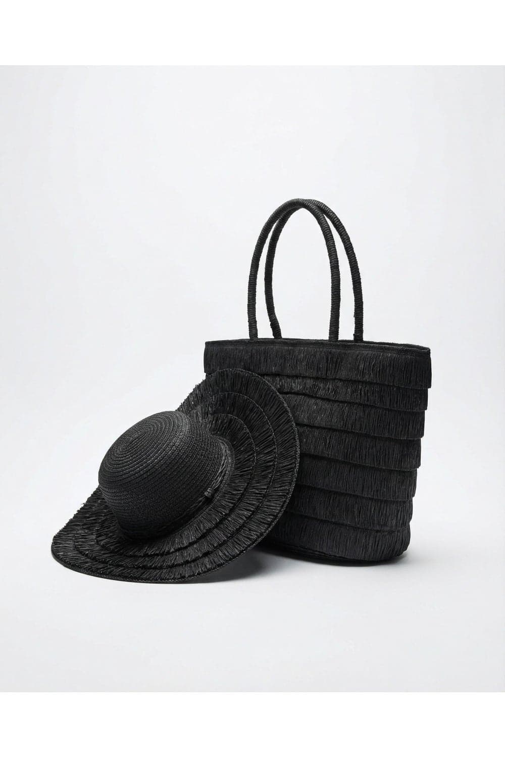 Set Borsa Mare Admas 18041 con Cappello Nero a Tesa Larga - 5