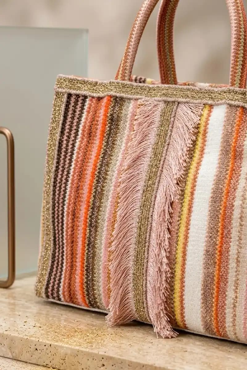 Borsa grande fantasia con frange e tracolla | PHO Firenze - 4