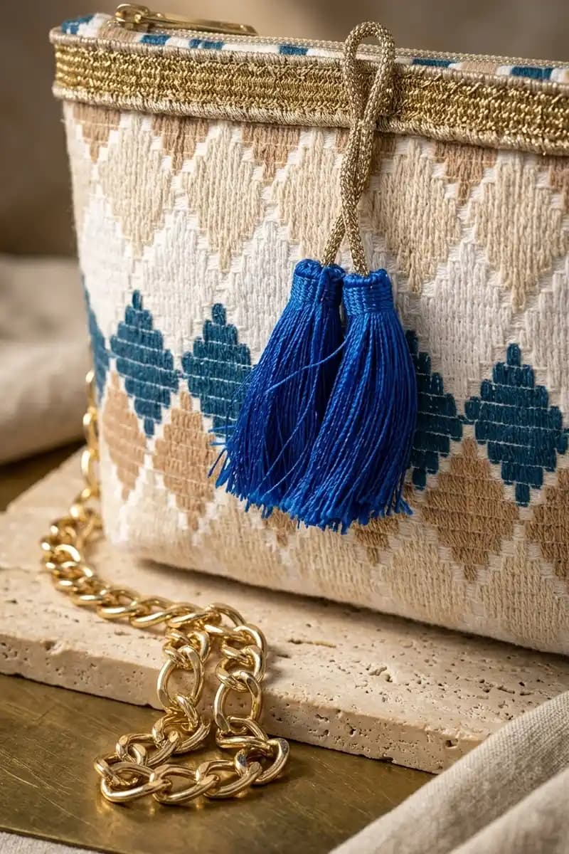 Pochette fantasia con filo strass e nappine | PHO Firenze - 17