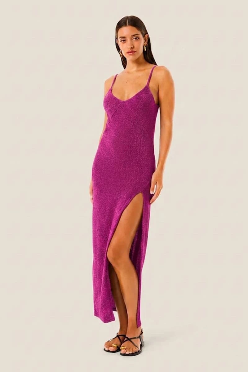 Abito lungo con spacco Color Lurex | 4GIVENESS - 3