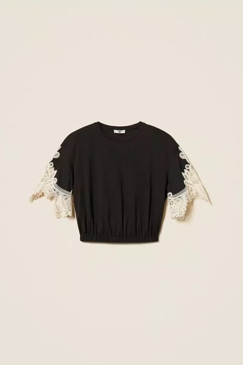 Blusa con maniche in macramè | TWINSET - 5