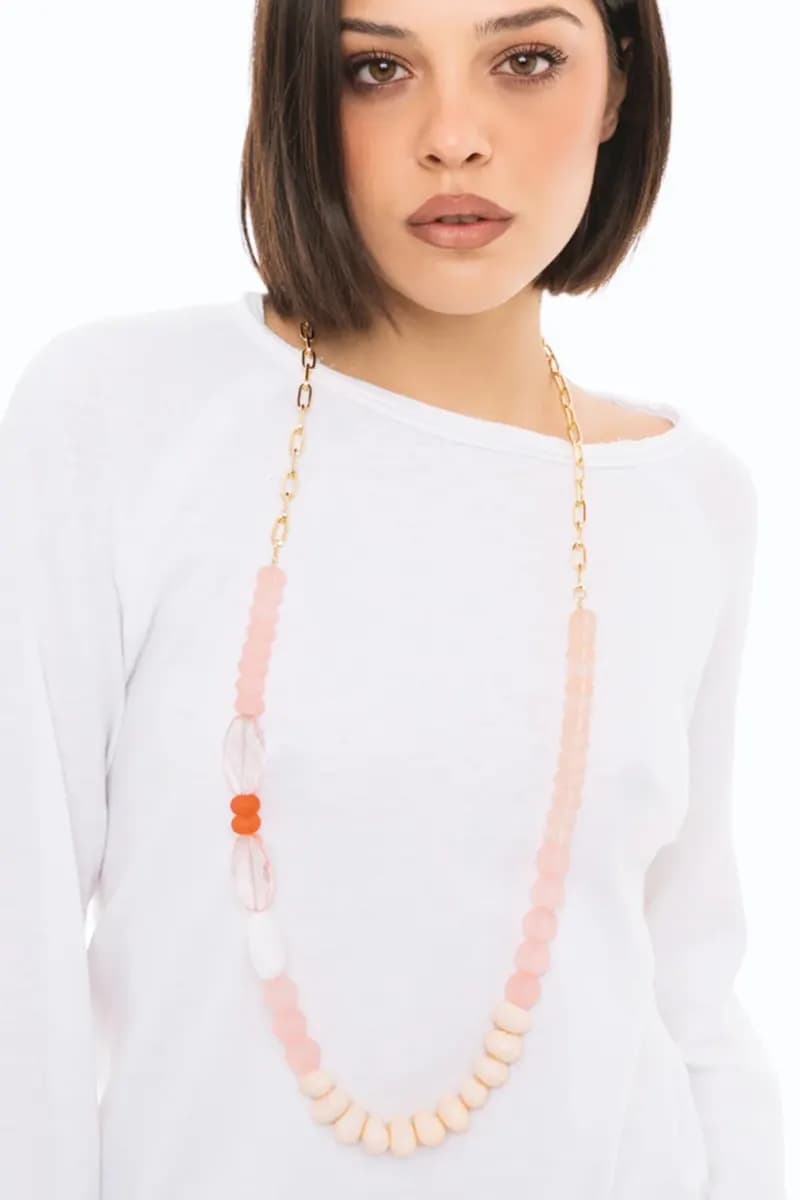 Collana lunga catena con pietre in acrilico | MYA ACCESSORIES - 4