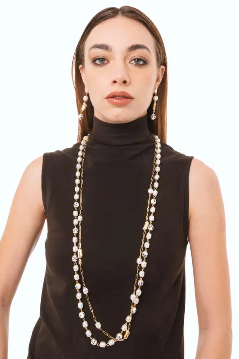 Collana lunga con perle in ceramica | MYA ACCESSORIES - 3