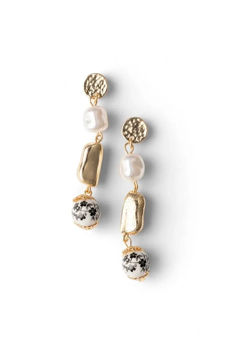 Orecchini pendenti con perla in ceramica | MYA ACCESSORIES - 2
