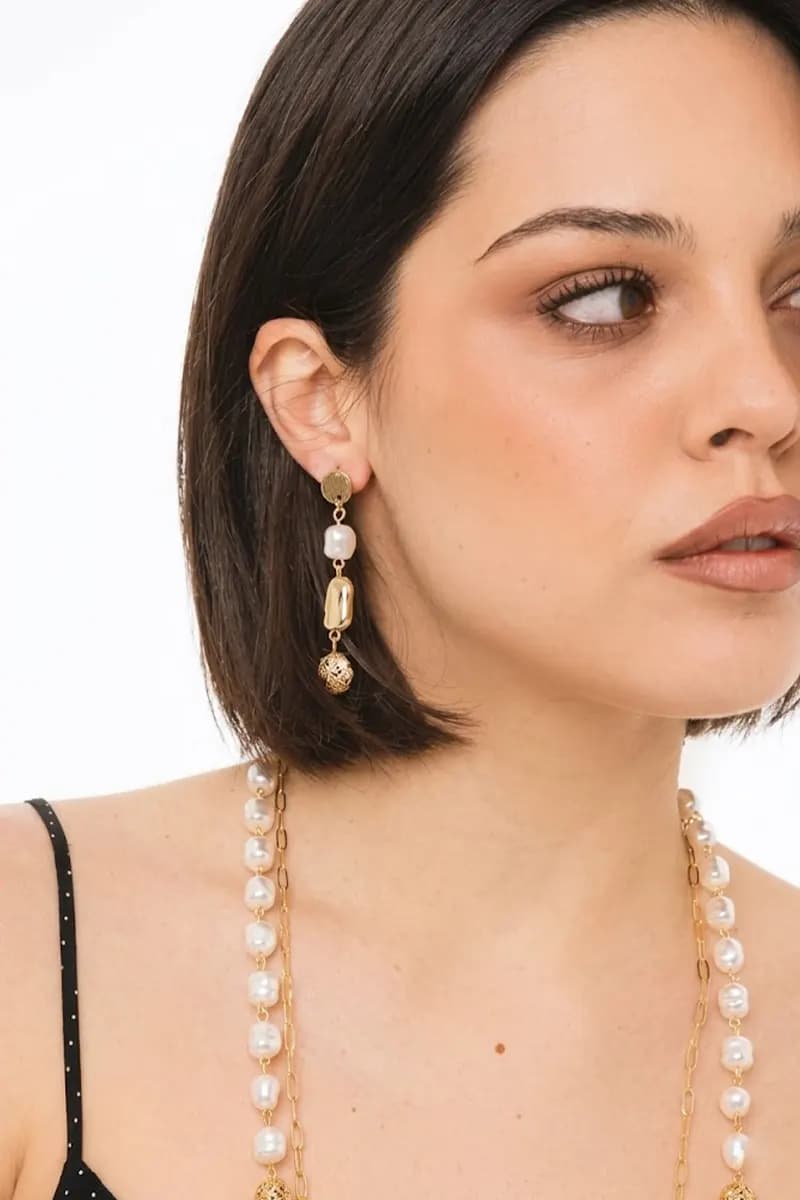 Orecchini pendenti con perla in ceramica | MYA ACCESSORIES - 3