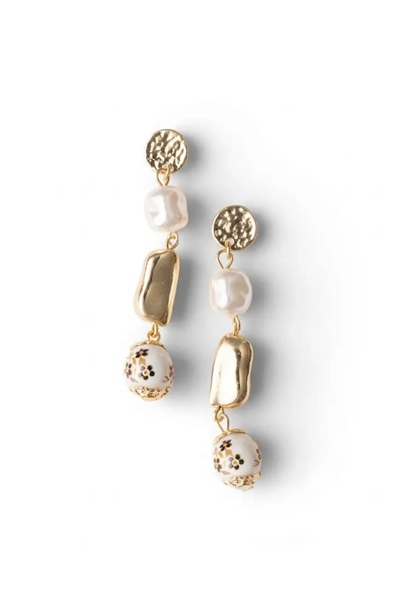 Orecchini pendenti con perla in ceramica | MYA ACCESSORIES - 2