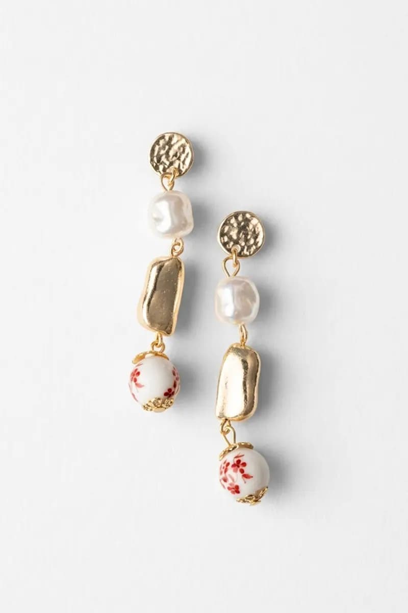 Orecchini pendenti con perla in ceramica | MYA ACCESSORIES - 2
