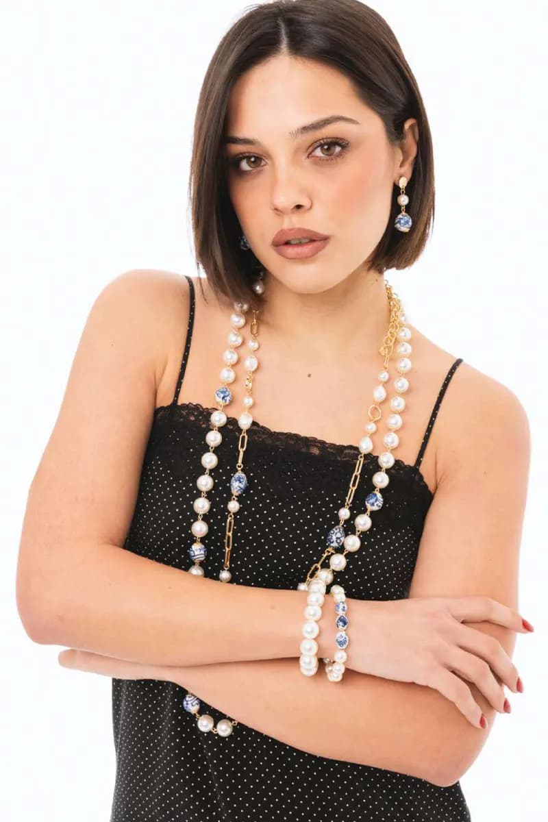 Orecchini pendenti con perla in ceramica | MYA ACCESSORIES - 3