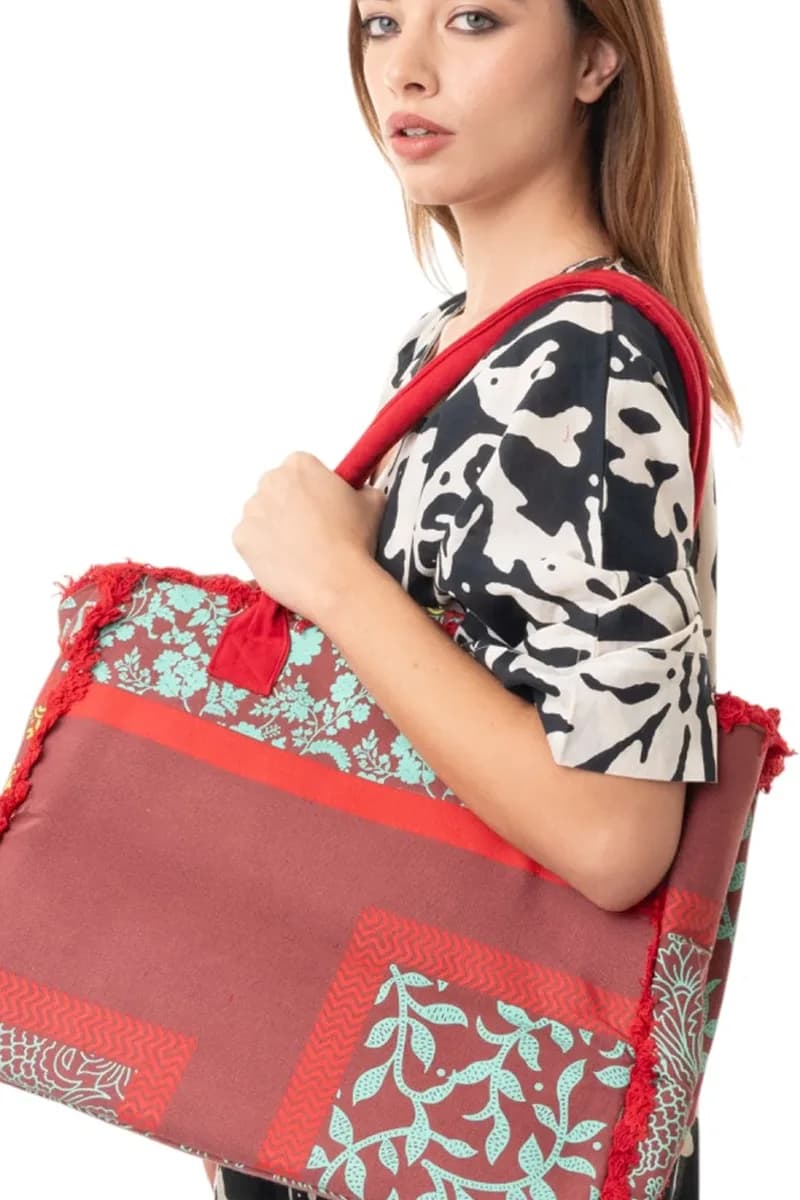 Borsa mare in cotone stampa astratta | MYA ACCESSORIES - 3