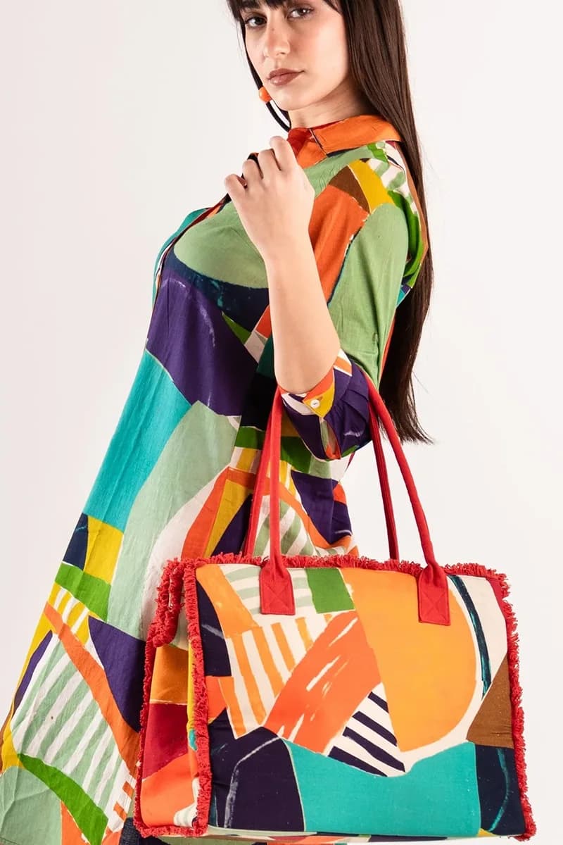 Borsa mare in cotone Abstract Art | MYA ACCESSORIES - 3