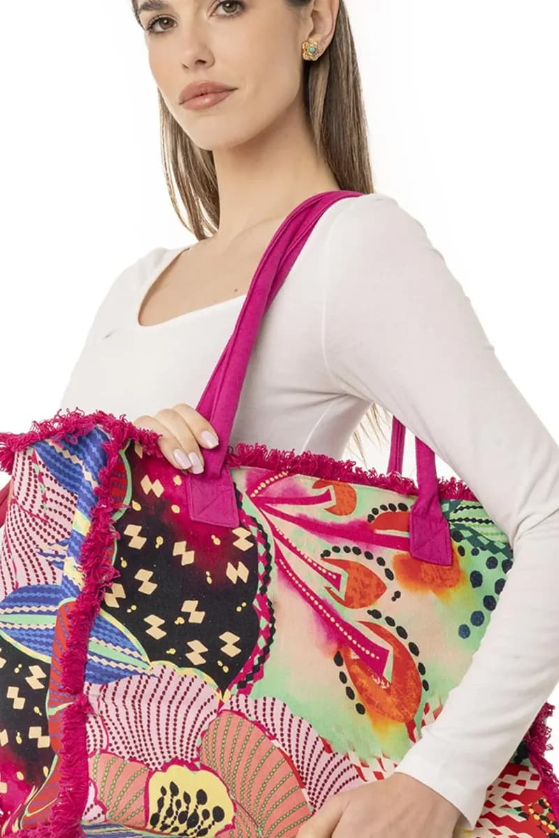 Borsa mare in cotone stampa a fiori | MYA ACCESSORIES - 3