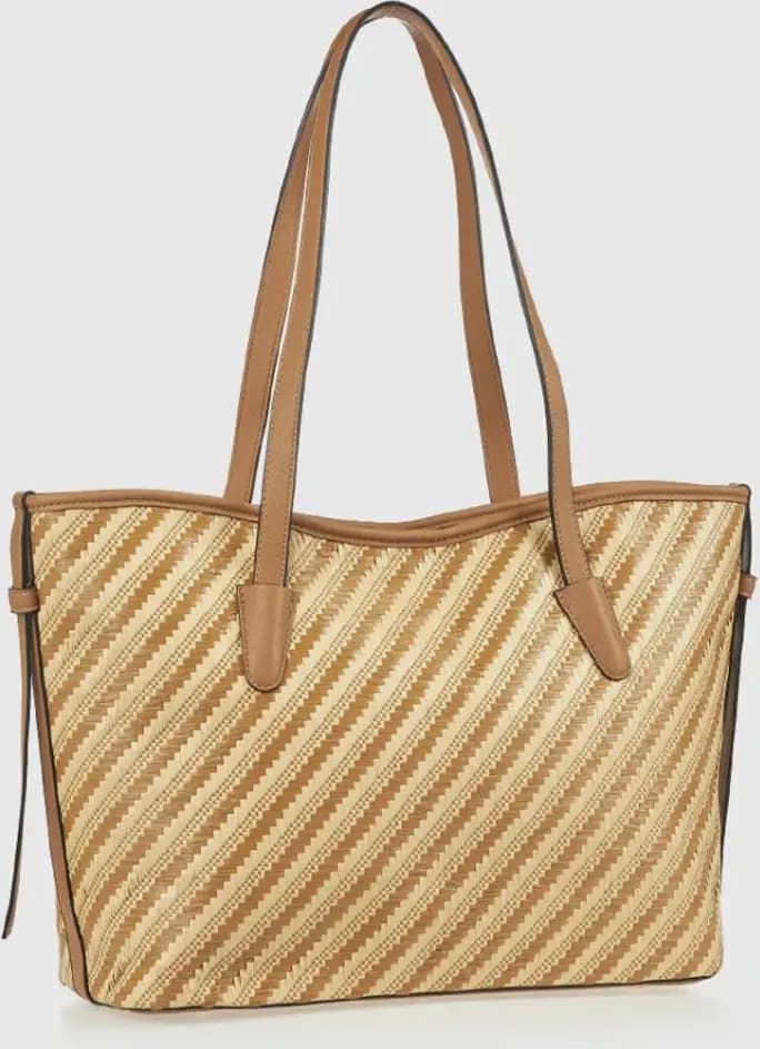 Borsa a spalla in rafia a righe intrecciate | Verde Fashion in prodotto You Store - Messina, commercioVirtuoso.it