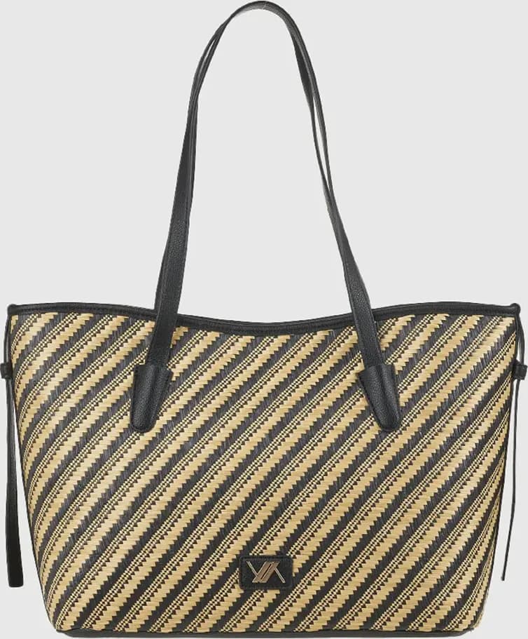 Borsa a spalla in rafia a righe intrecciate | Verde Fashion in prodotto You Store - Messina, commercioVirtuoso.it