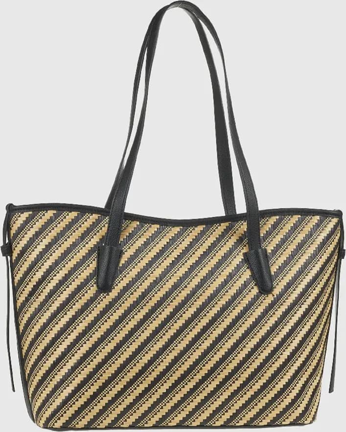 Borsa a spalla in rafia a righe intrecciate | Verde Fashion in prodotto You Store - Messina, commercioVirtuoso.it