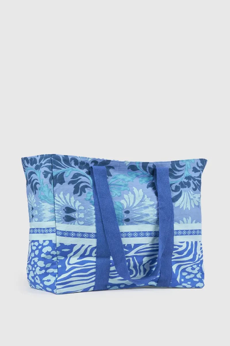 Borsa mare in cotone multi fantasia | Verde Fashion - 8
