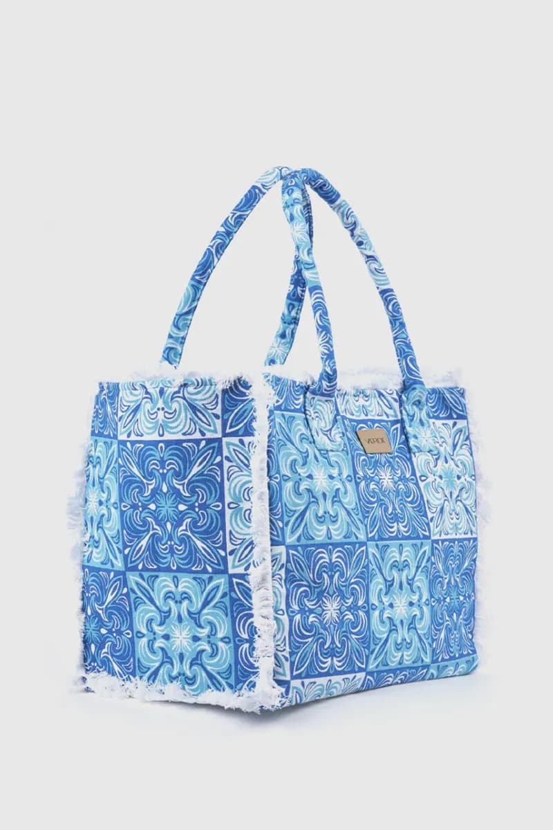 Borsa mare in cotone stampa maioliche | Verde Fashion - 2