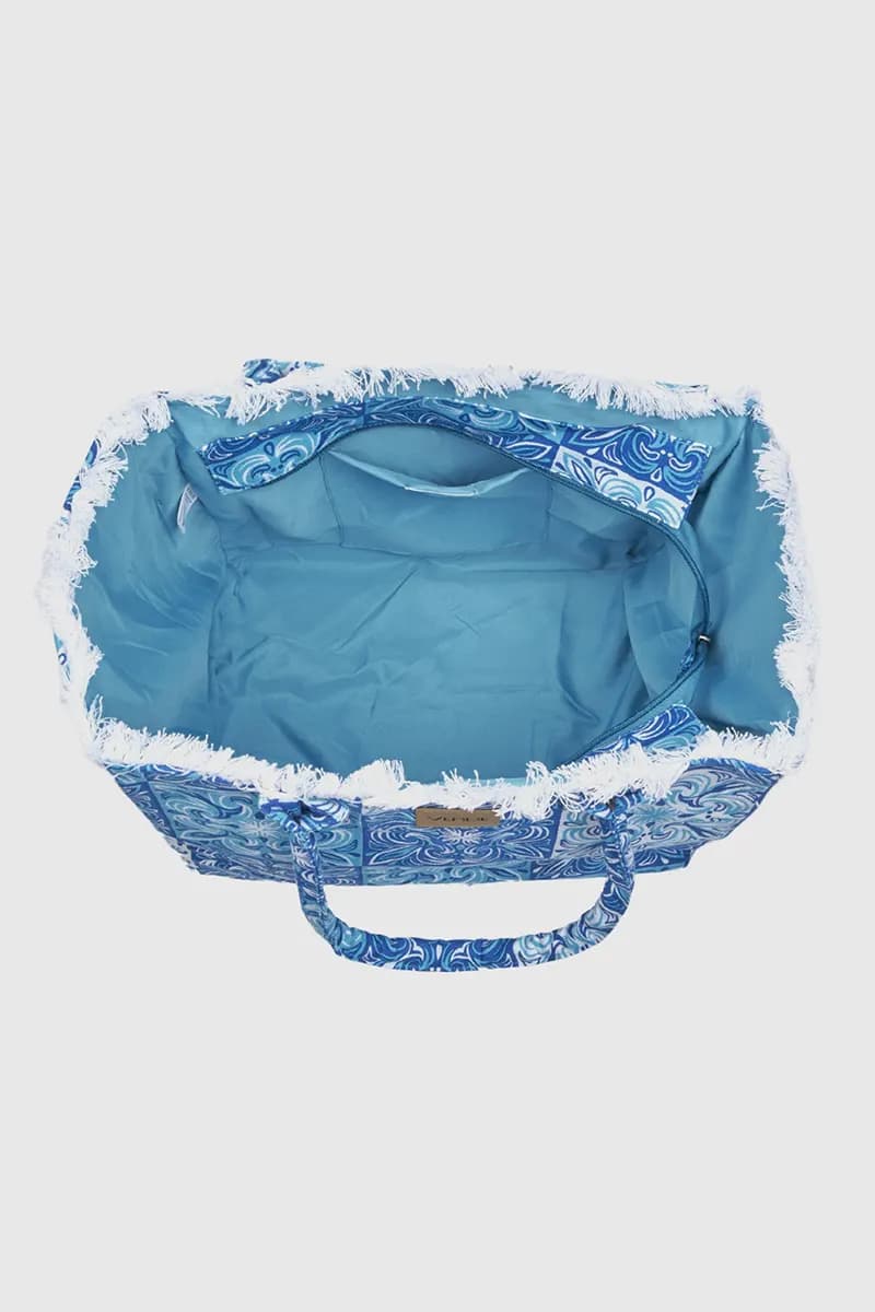 Borsa mare in cotone stampa maioliche | Verde Fashion - 3