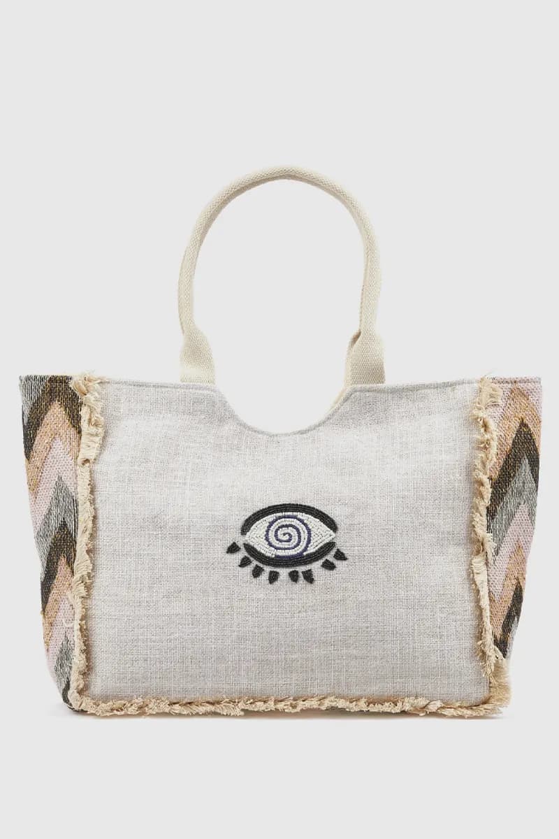 Borsa mare in cotone dettaglio centrale | Verde Fashion - 5