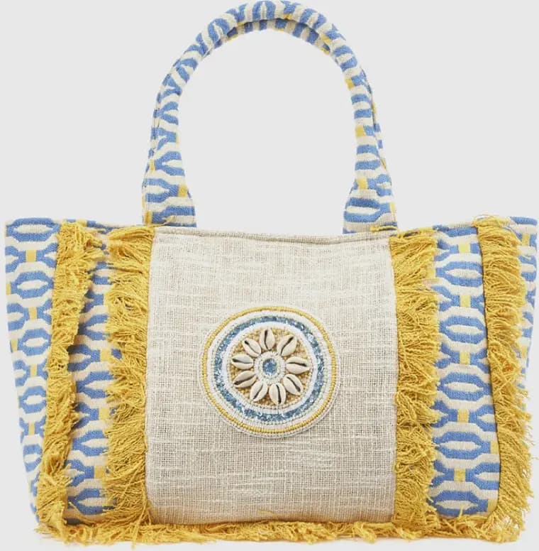 Borsa mare in cotone dettaglio conchiglie | Verde Fashion - 5