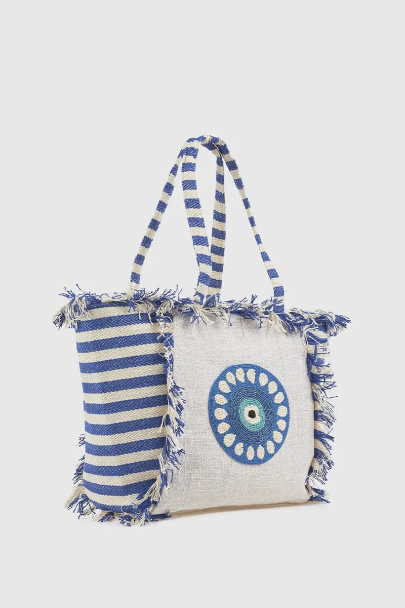 Borsa mare in cotone dettaglio centrale | Verde Fashion - 8