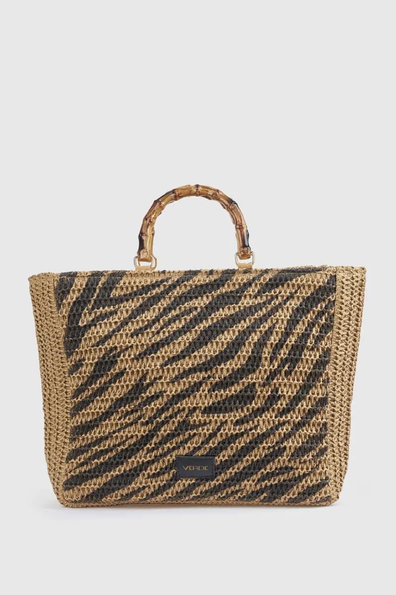 Borsa mare in paglia animalier | Verde Fashion