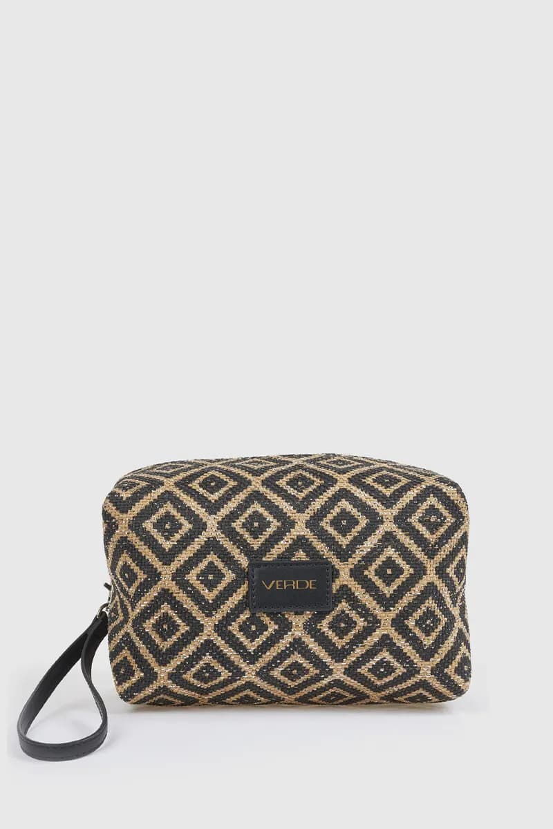 Pochette mare in paglia motivo geometrico | Verde Fashion - 5