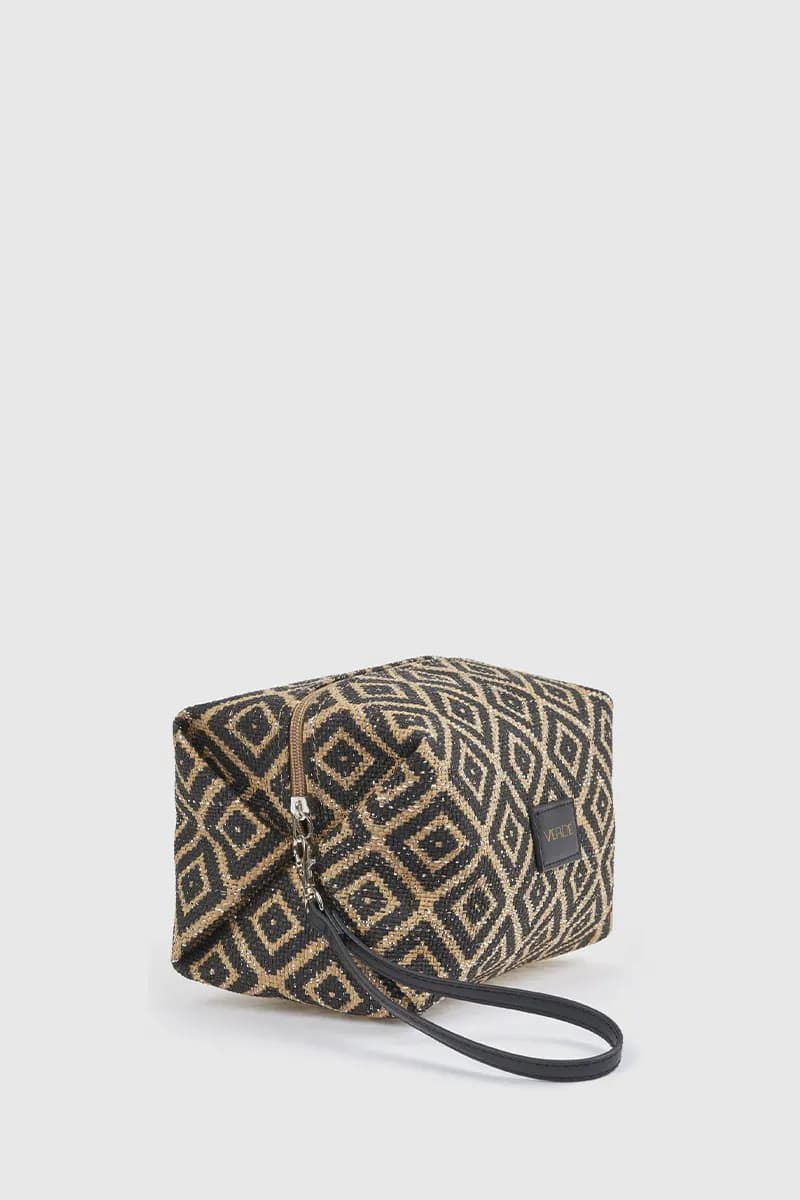 Pochette mare in paglia motivo geometrico | Verde Fashion - 4