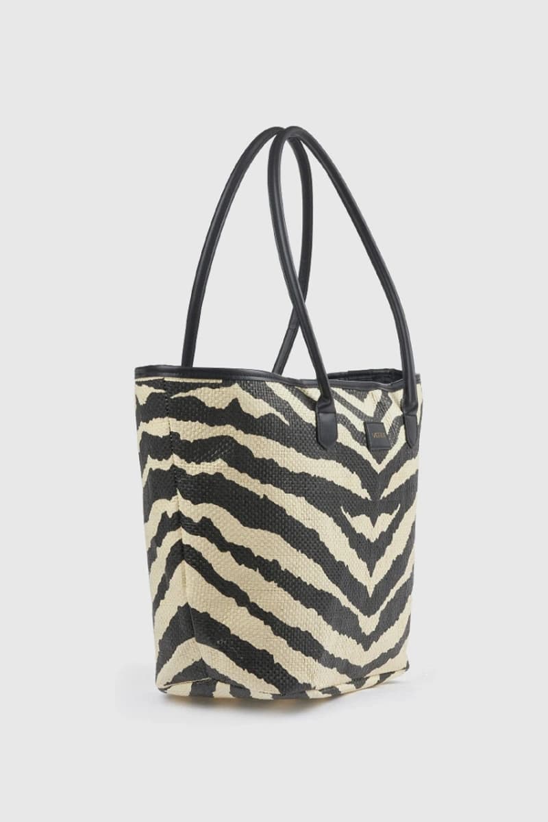 Borsa mare in paglia motivo zebrato | Verde Fashion - 4