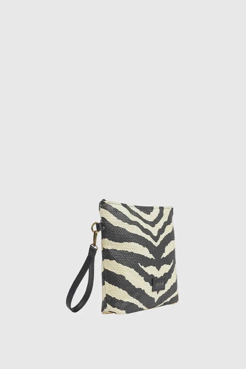 Pochette mare in paglia motivo zebrato | Verde Fashion - 4