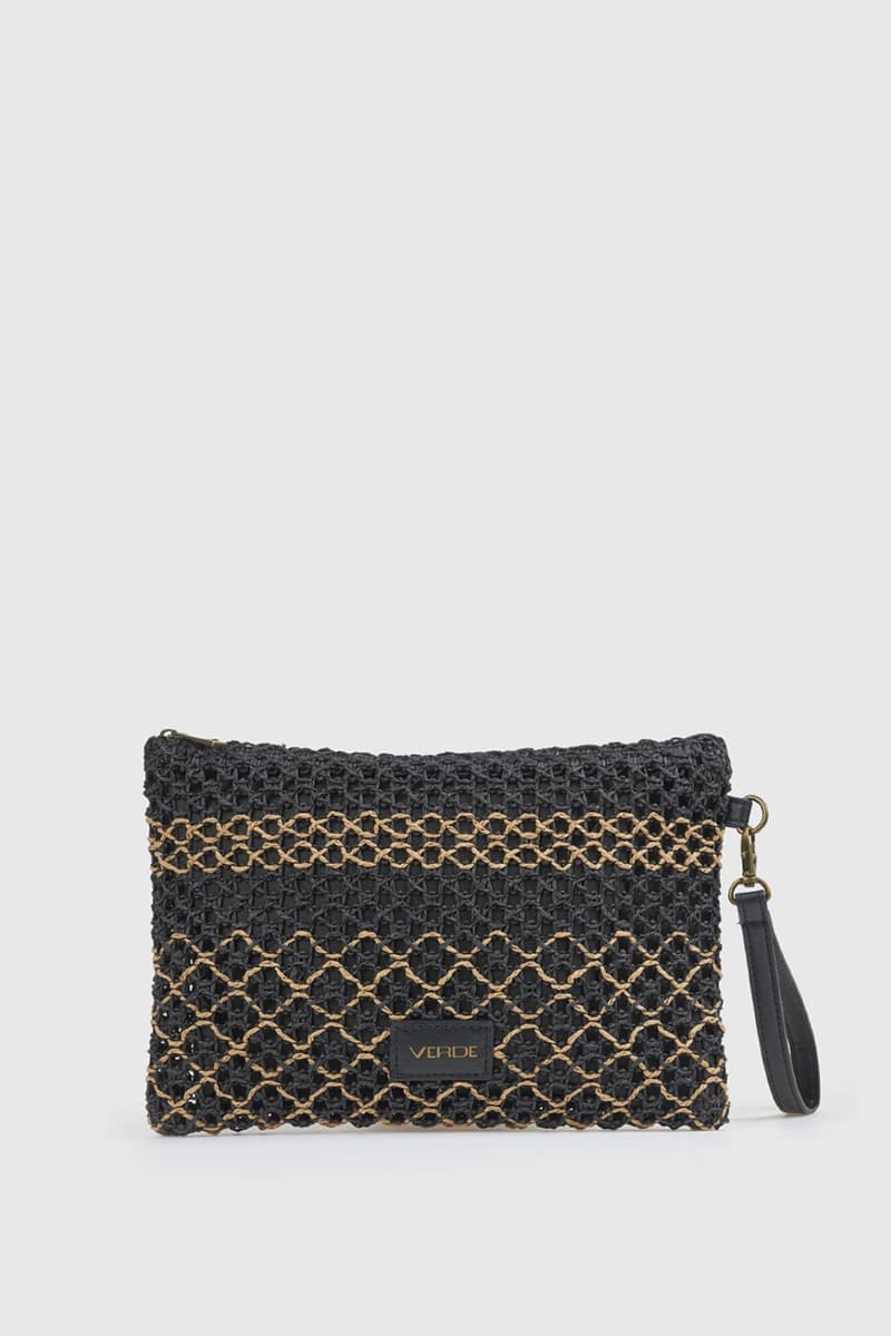 Pochette mare in paglia texture intrecciata | Verde Fashion - 3