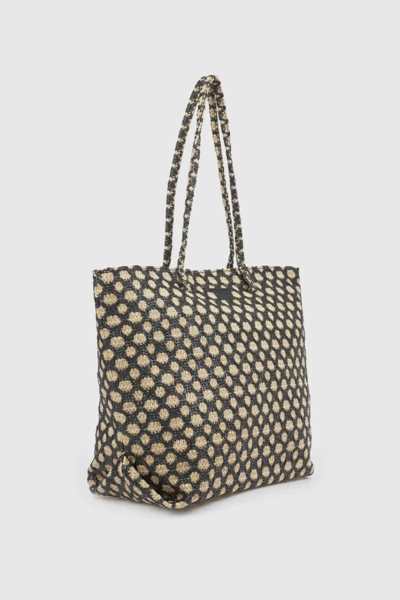 Borsa mare in paglia fantasia jacquard geometrica | Verde Fashion - 8