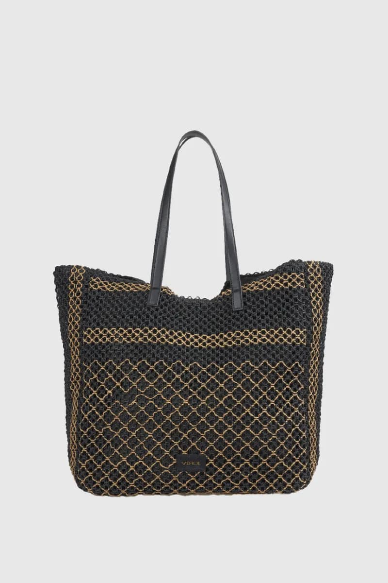 Borsa mare in paglia texture intrecciata | Verde Fashion - 4