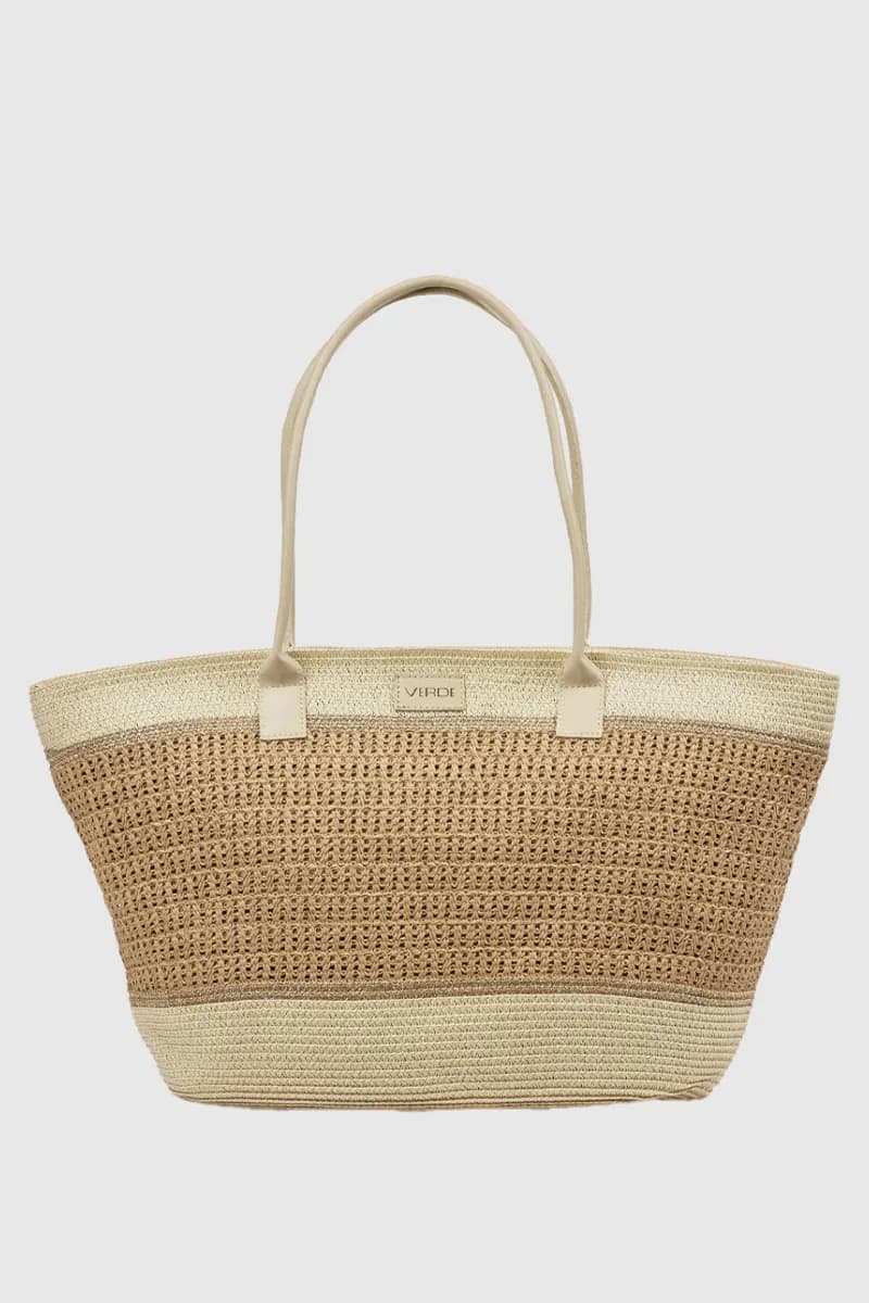 Borsa mare in paglia bicolore | Verde Fashion - 4