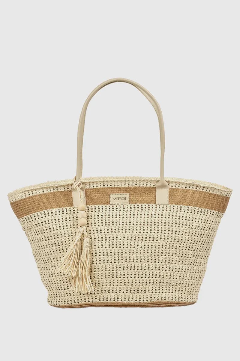 Borsa mare in paglia bicolore | Verde Fashion - 4