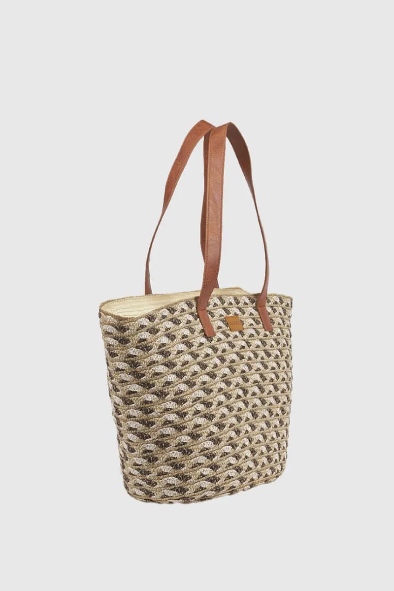 Borsa mare in paglia motivo geometrico | Verde Fashion - 4